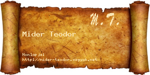 Mider Teodor névjegykártya